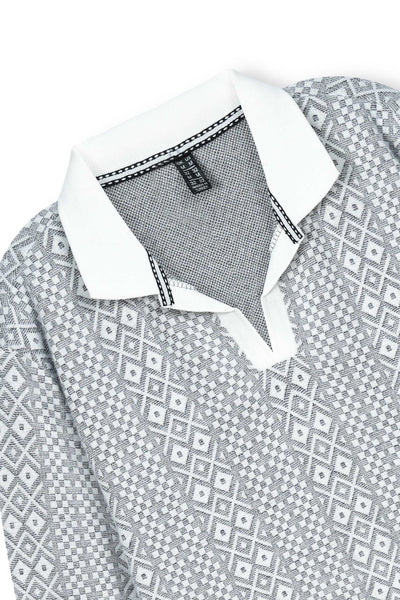 Diamond Knit Polo Pullover
