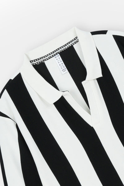 Striped Knitted Football Polo