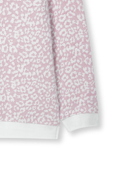 Pink Abstract Knit Polo Pullover